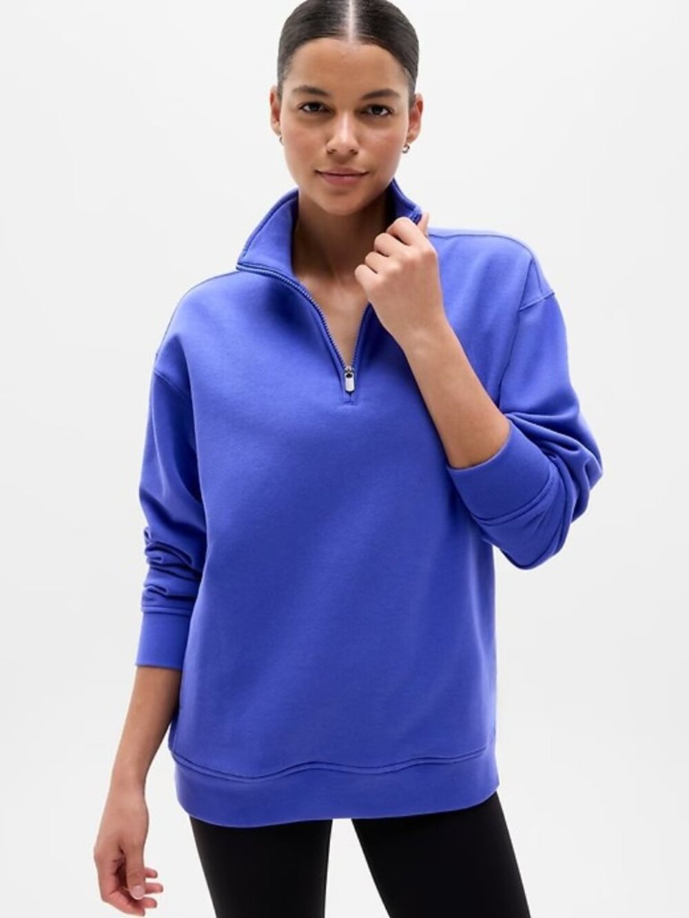 New Athleta S Forever Fleece 1/4 Zip Sweatshirt Borealis Purple Small